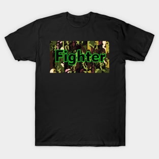 Pattern of camouflage with Fighter letter T-Shirt